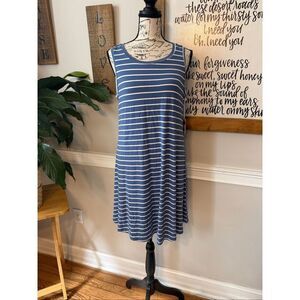 NWT A New Approach Women's Striped Sleeveless Mini Tank Dress Blue White Small